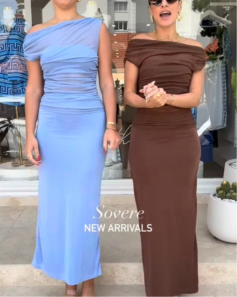 One-Shoulder Ruched Thea Mesh Dress  - Image 5