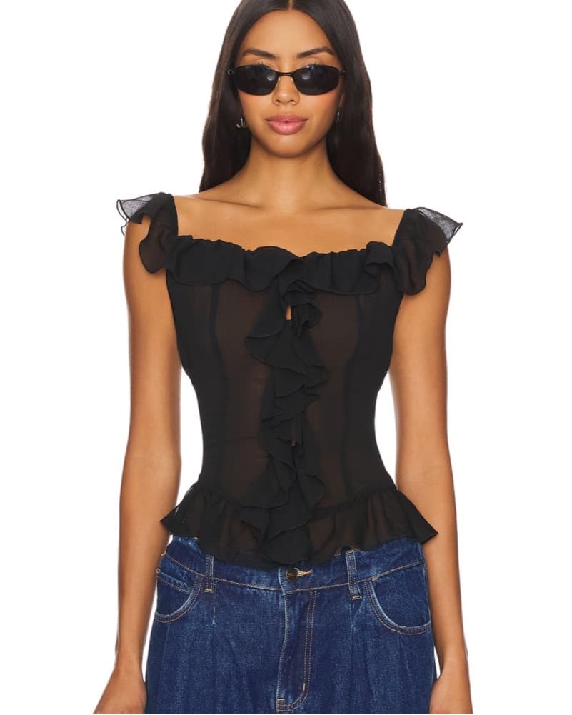 Lioness Black Ruffle Top - Image 2