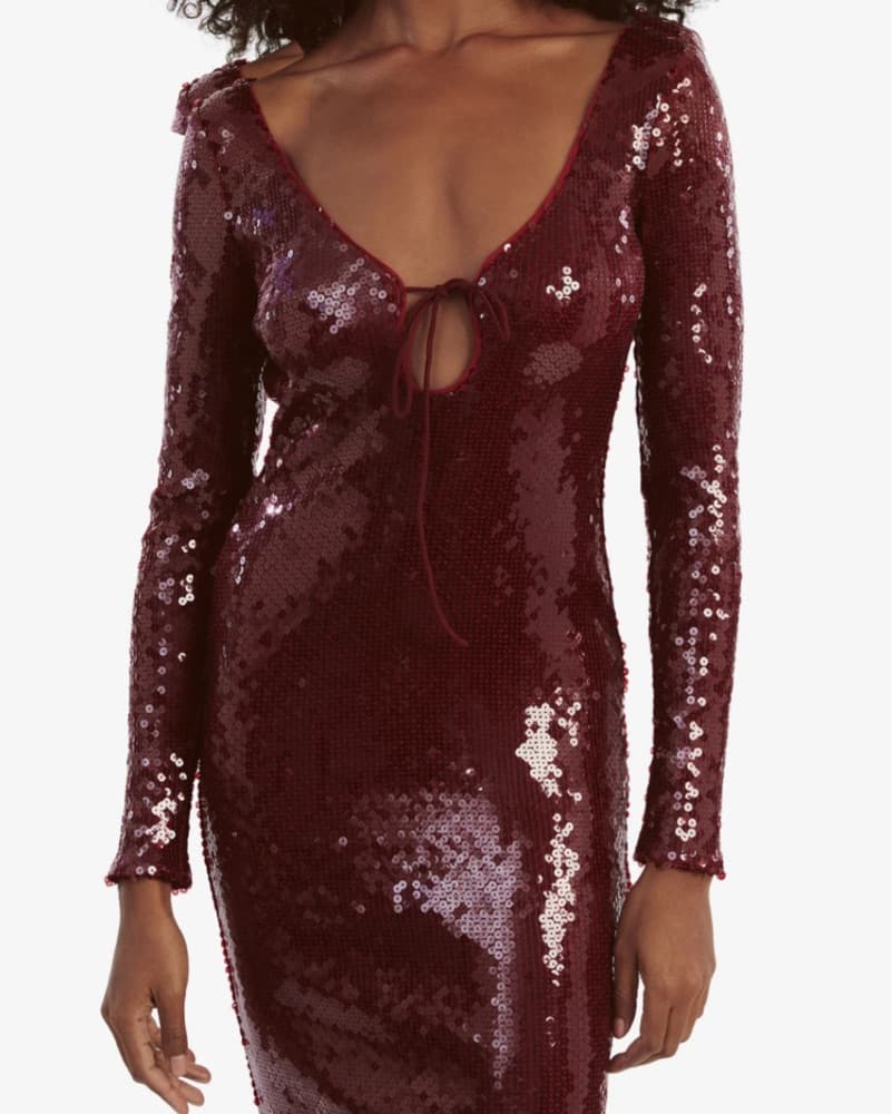 Red Bardot Sequin Midi Dress - Image 2
