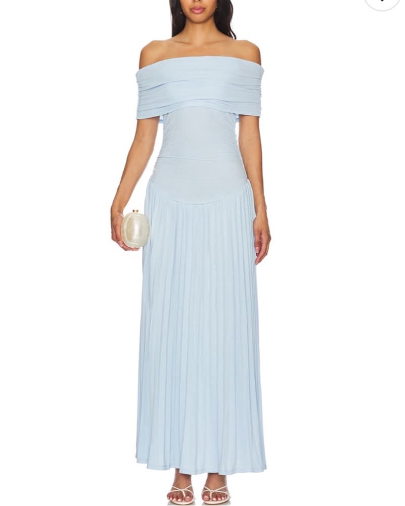 Elegant Off-the-Shoulder Pleated Gown - Image 1