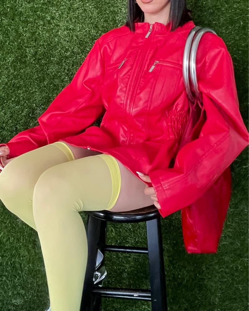 Sleek and Stylish Red Leather Jacket  - Image 1