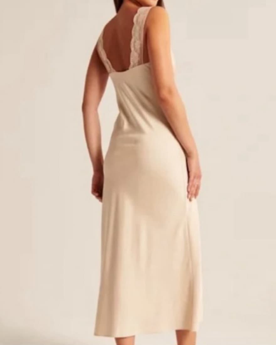 Cream Satin Slip Dress - Image 2