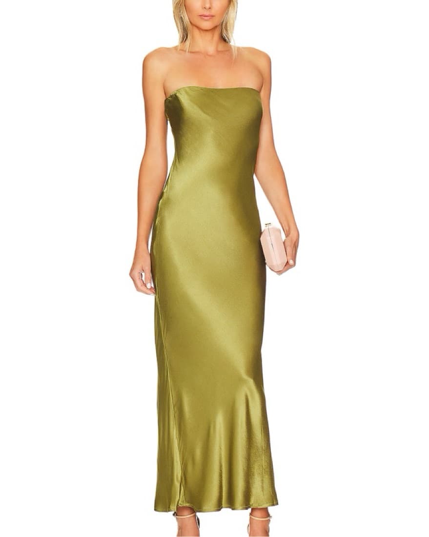 Angel Strapless Midi Stress In Olive  - Image 1