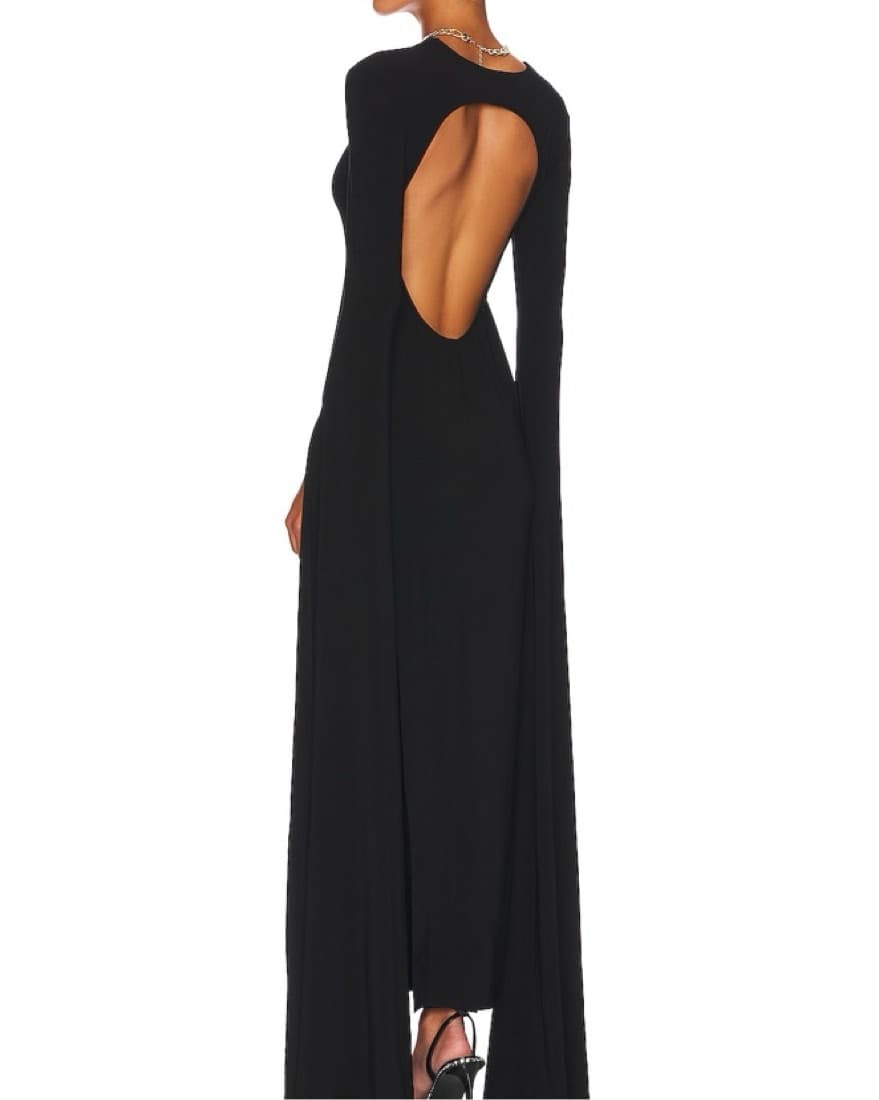 Revolve Ribbon Sleeve Gown Black - Image 2