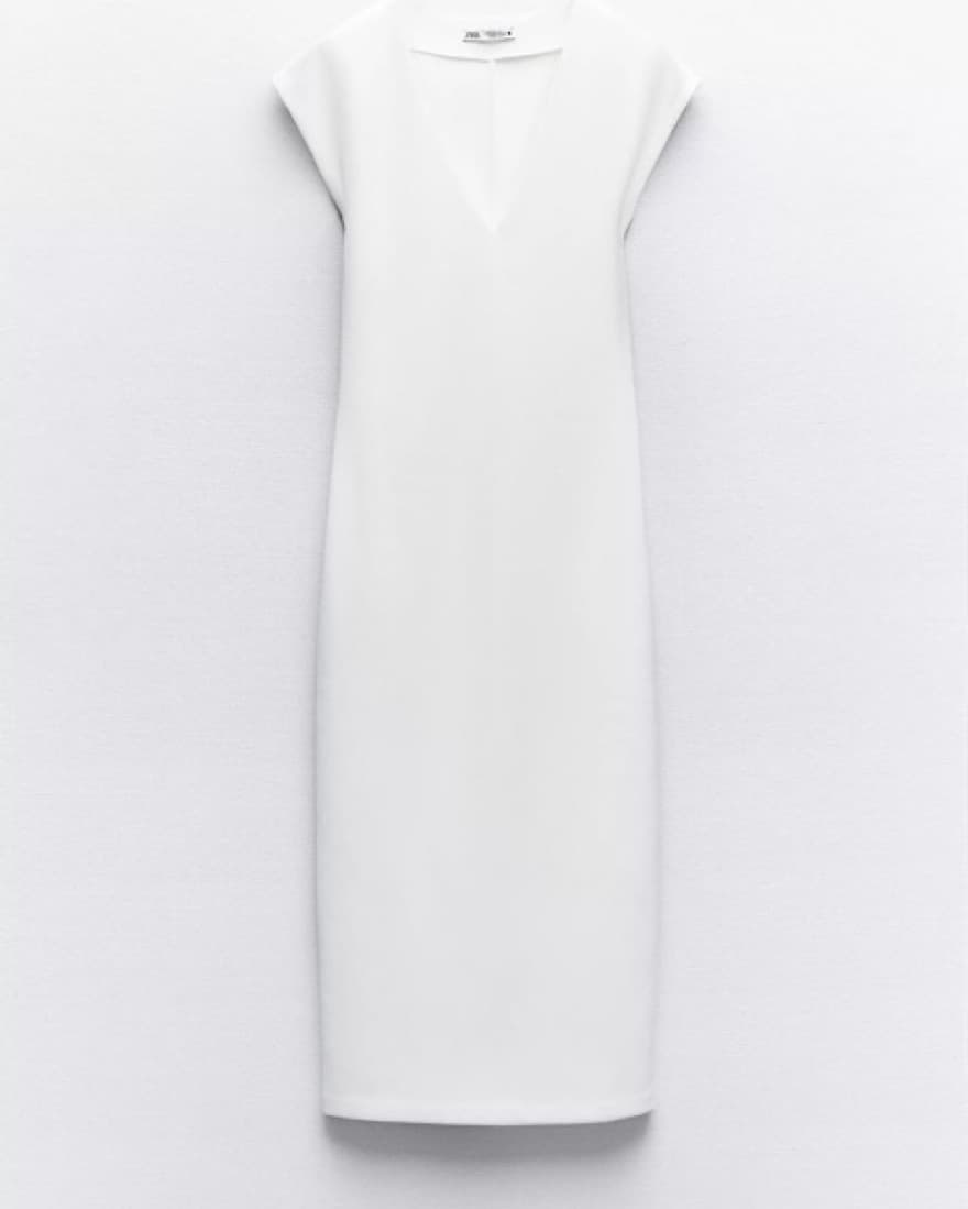 White V Neck Midi Dress - Image 2