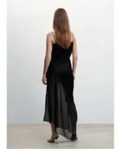 Black asymmetric sheer bottom dress - Image 3