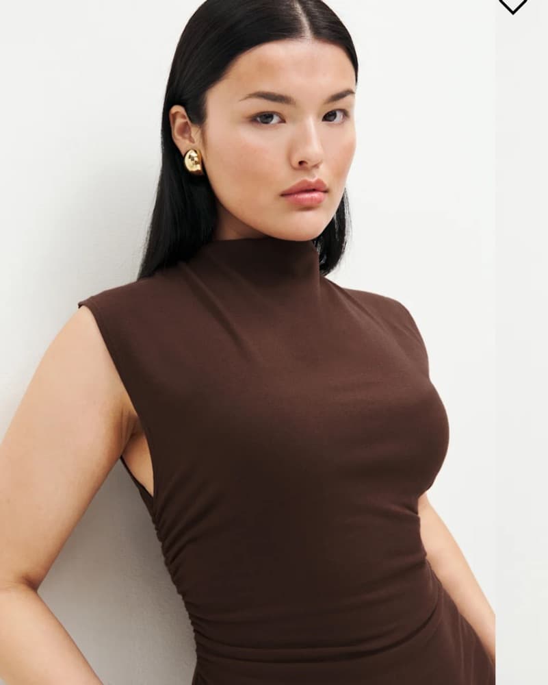 Reformation Alden Knit Dress In Cafe - Image 3