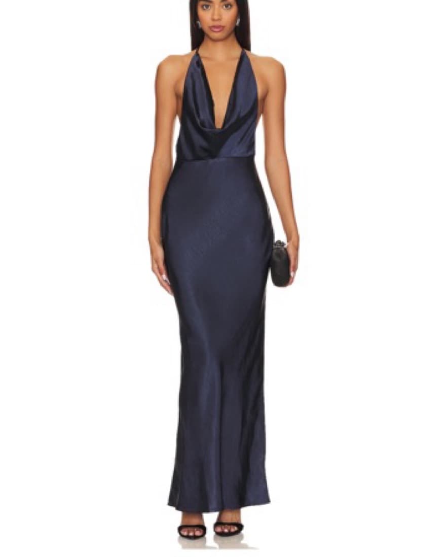Runway The Label Elegant Navy Satin Gown - Image 2