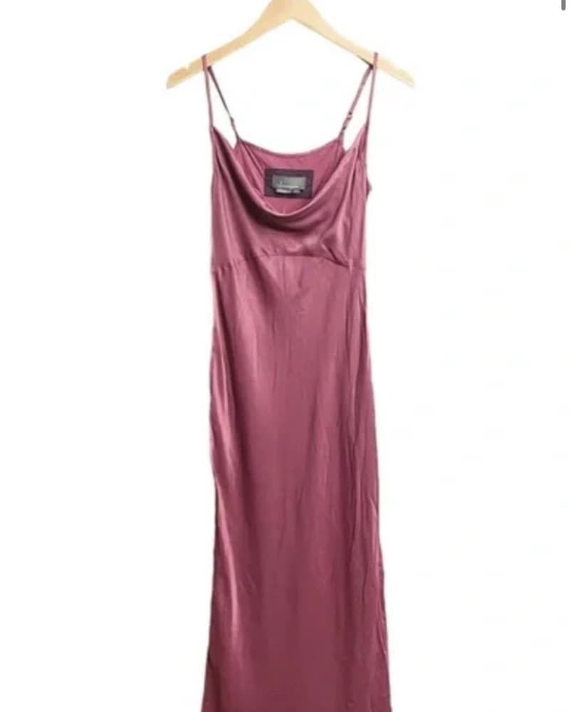Plum Satin Slip Dress - Image 2