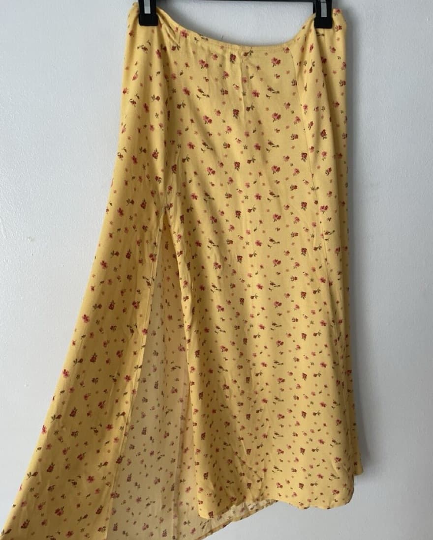Reformation Zoe Yellow Foral Midi Skirt - Image 3