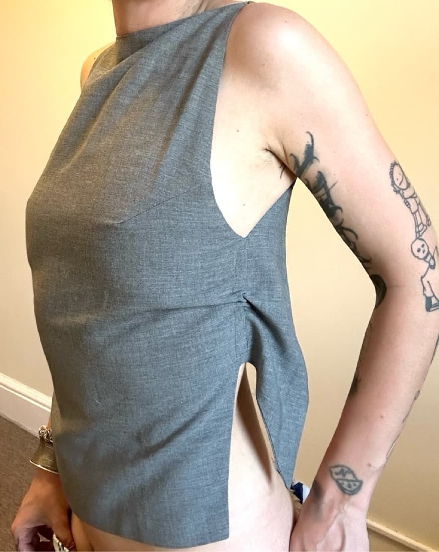 Grey Open Back Sheath Top - Image 2