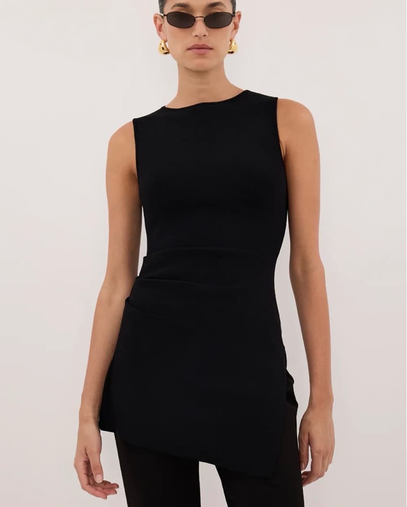 Black Sleevless Knit Top - Image 1