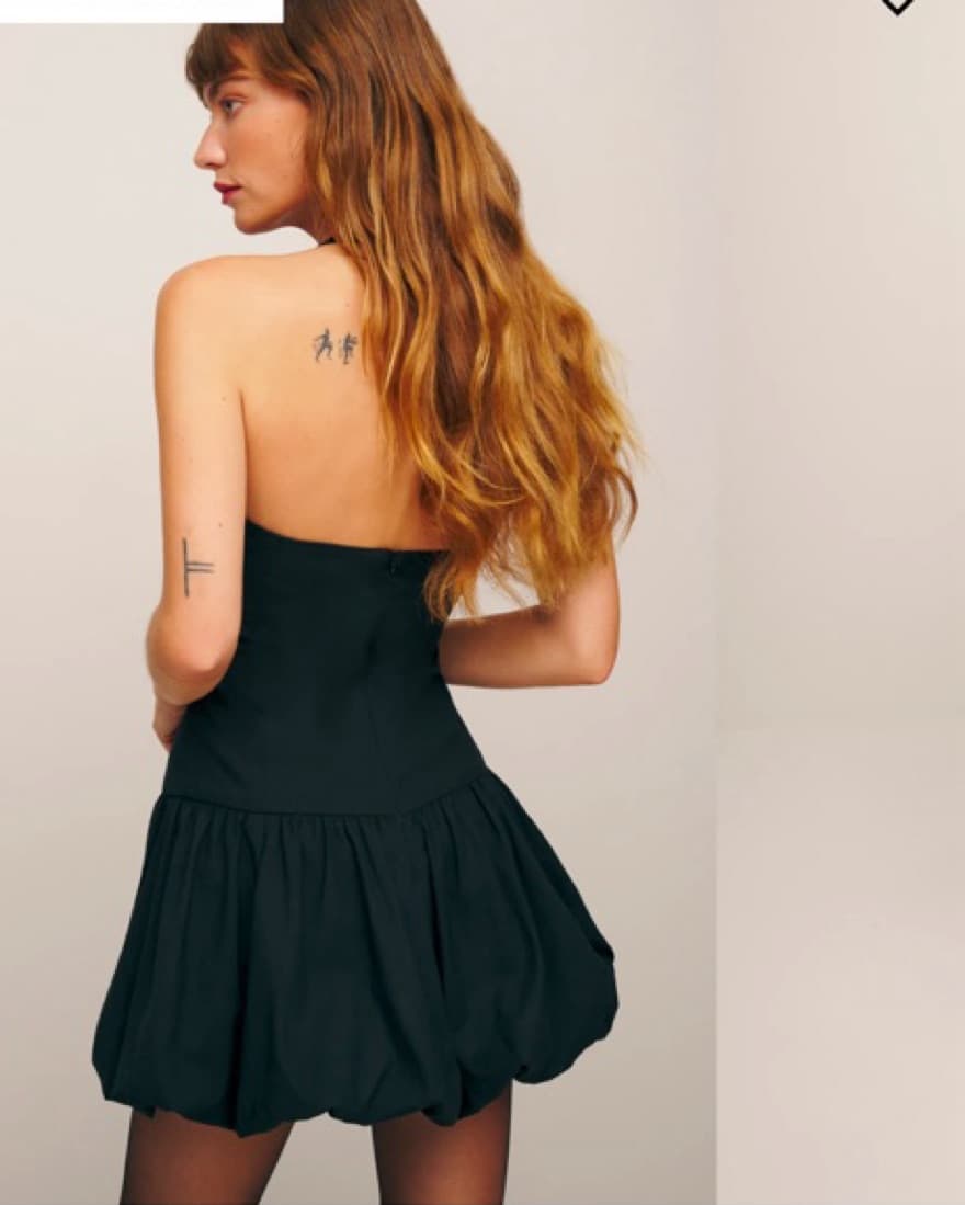Reformation Babette Halter Dress Black - Image 3