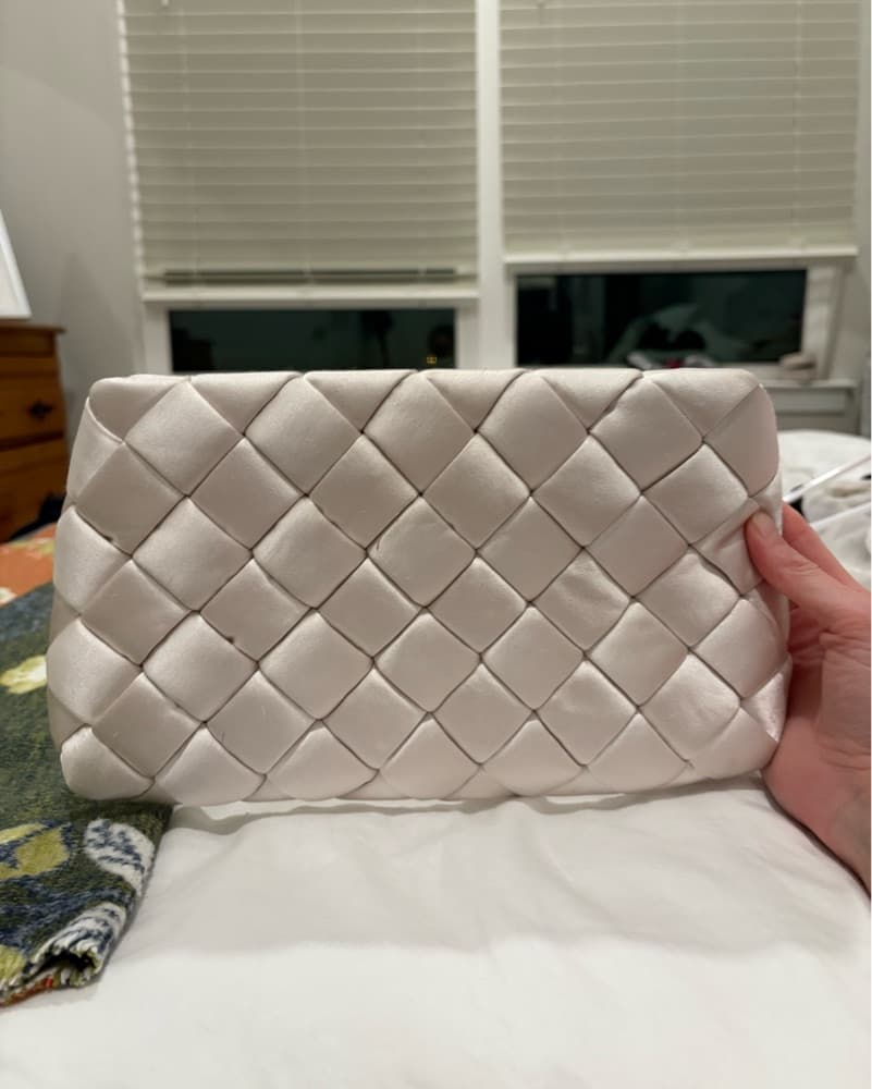 Quilted Satin Clutch with Golden Hardware - Image 1