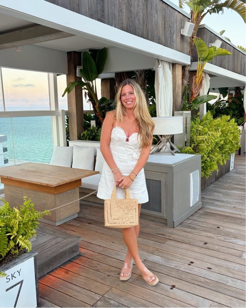 Farm Rio White 3-d Bodice Mini Dress - Image 3