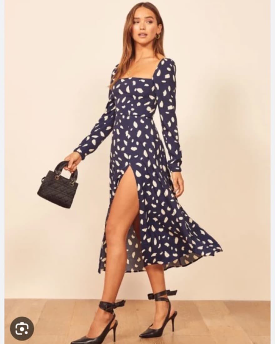 Reformation Sigmund Blue Splatter Dress  - Image 1