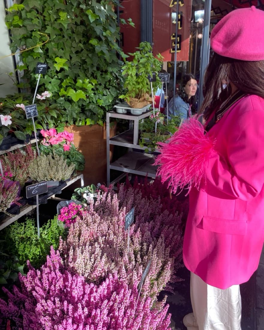 Vibrant Fuchsia Feather Trimmed Blazer  - Image 3