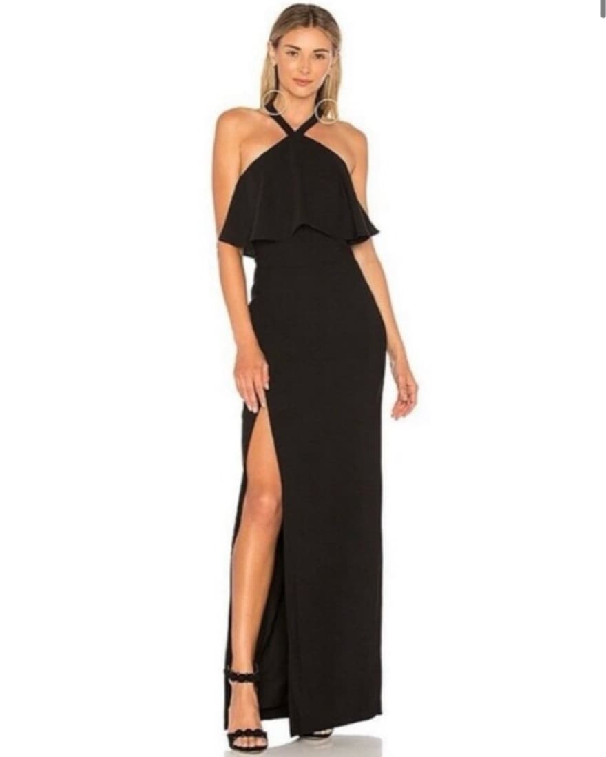 Amanda Uprichard Halter Black Maxi Dress - Image 1
