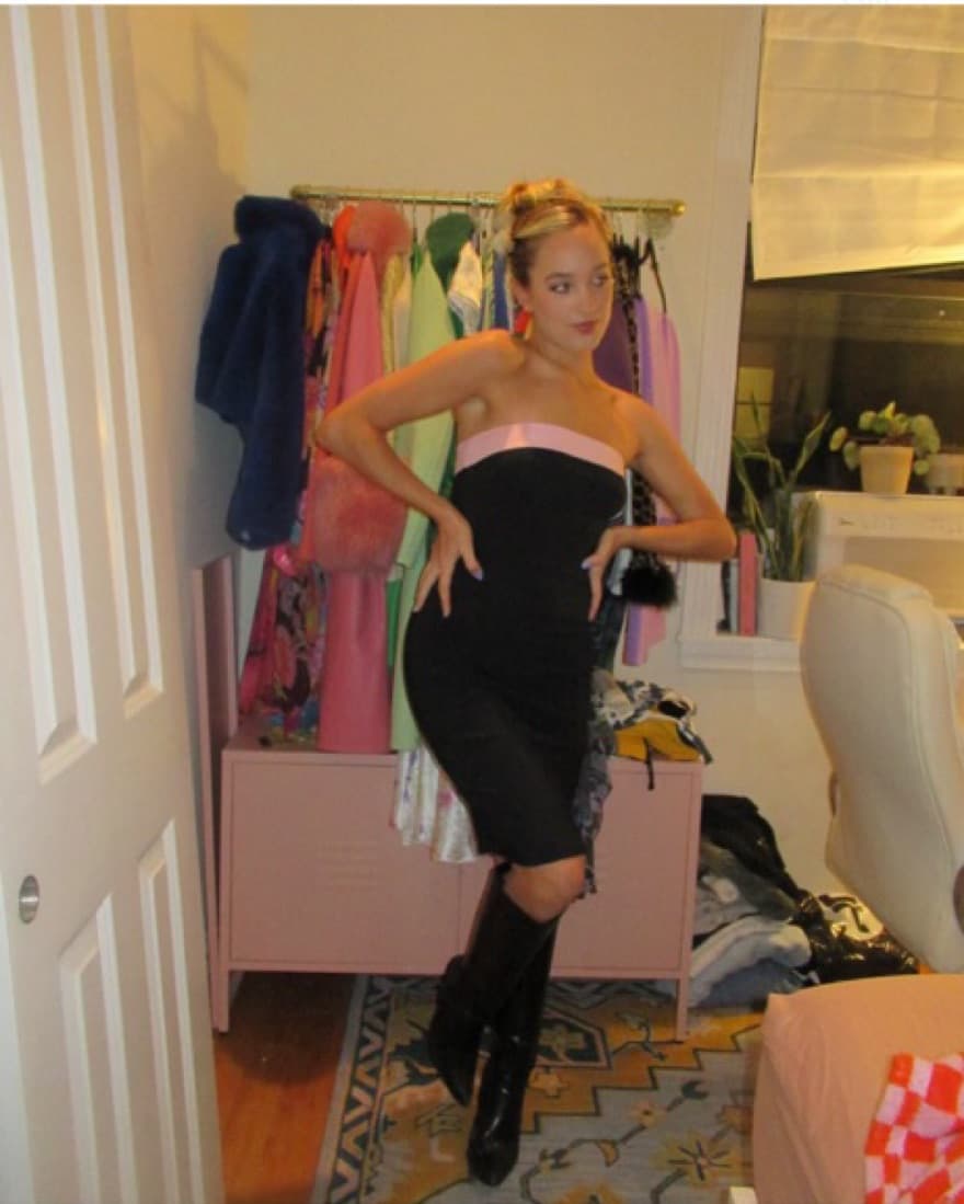 Vintage Express Pink And Black Dress - Image 3