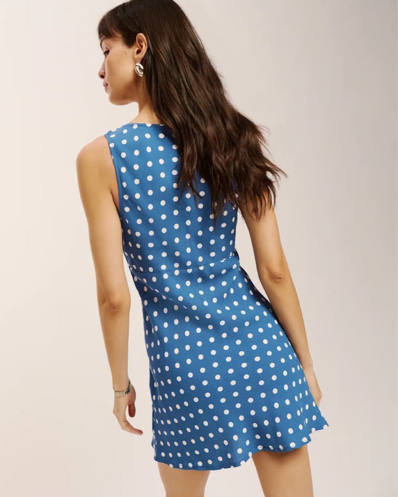 Reformation Blue Polka Dot Mini Dress - Image 3