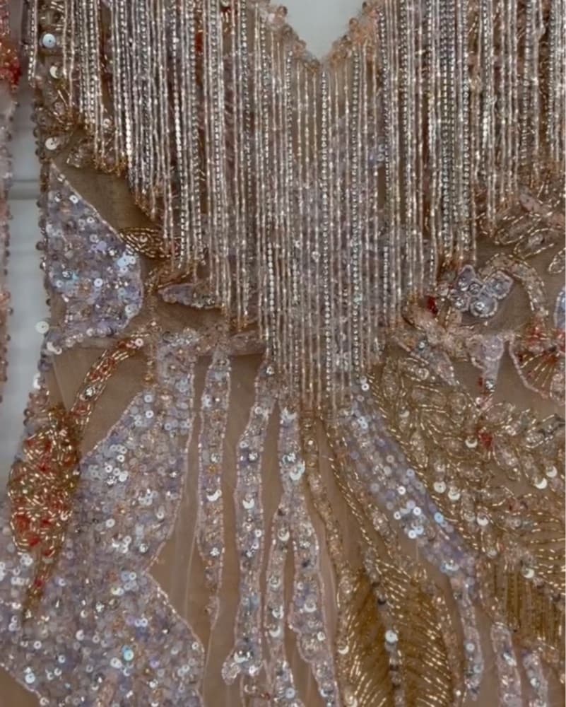 $1500 Albina Dyla Crystal Beaded Fringe Dress  - Image 3