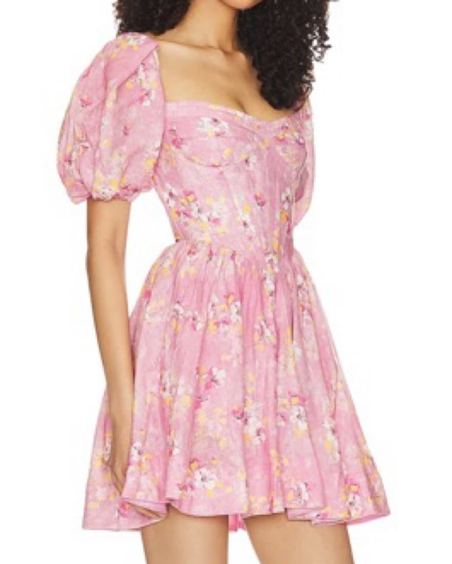 Giah Corest Mini Dress in Pink Garden - Image 3
