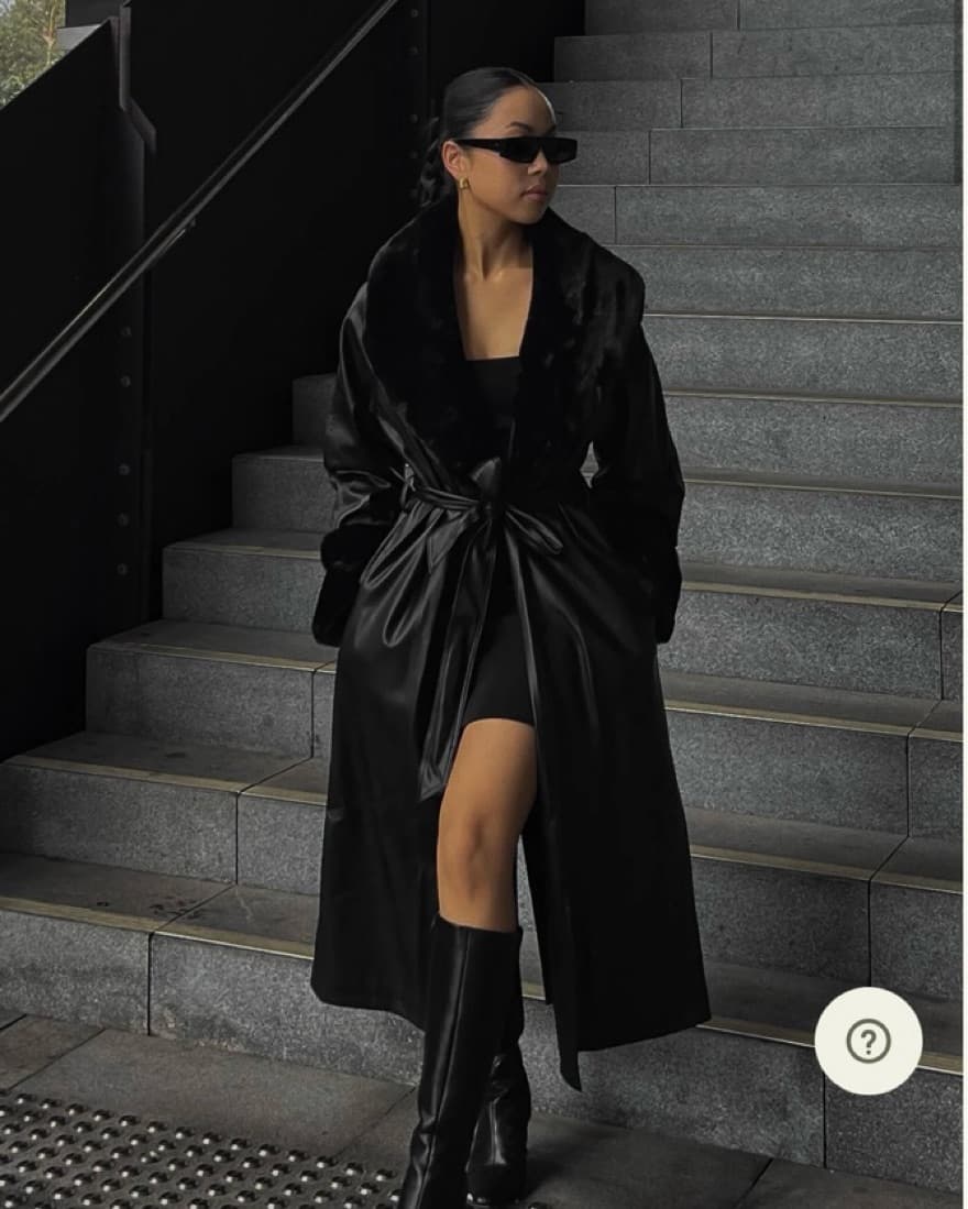 Sophisticated Black Leather Coat- Meshki - Image 6