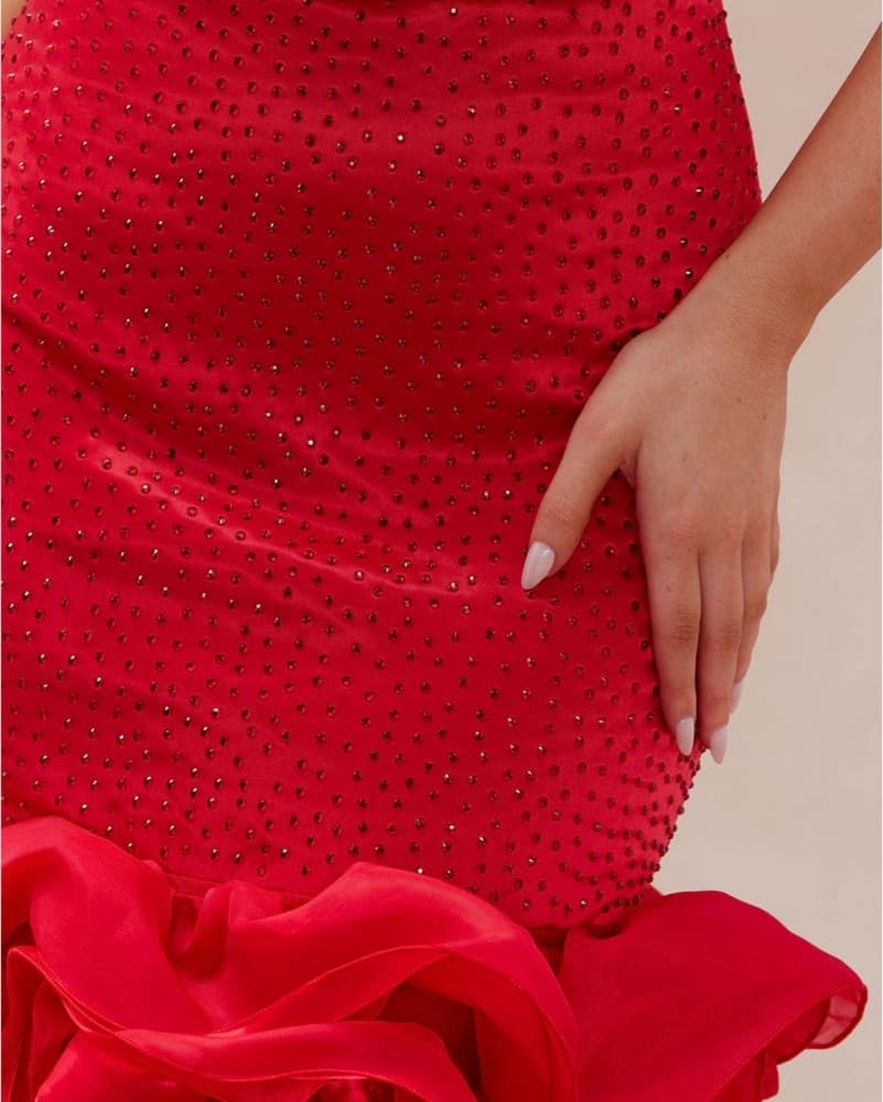 Sparkling Red Mermaid Gown - Image 3