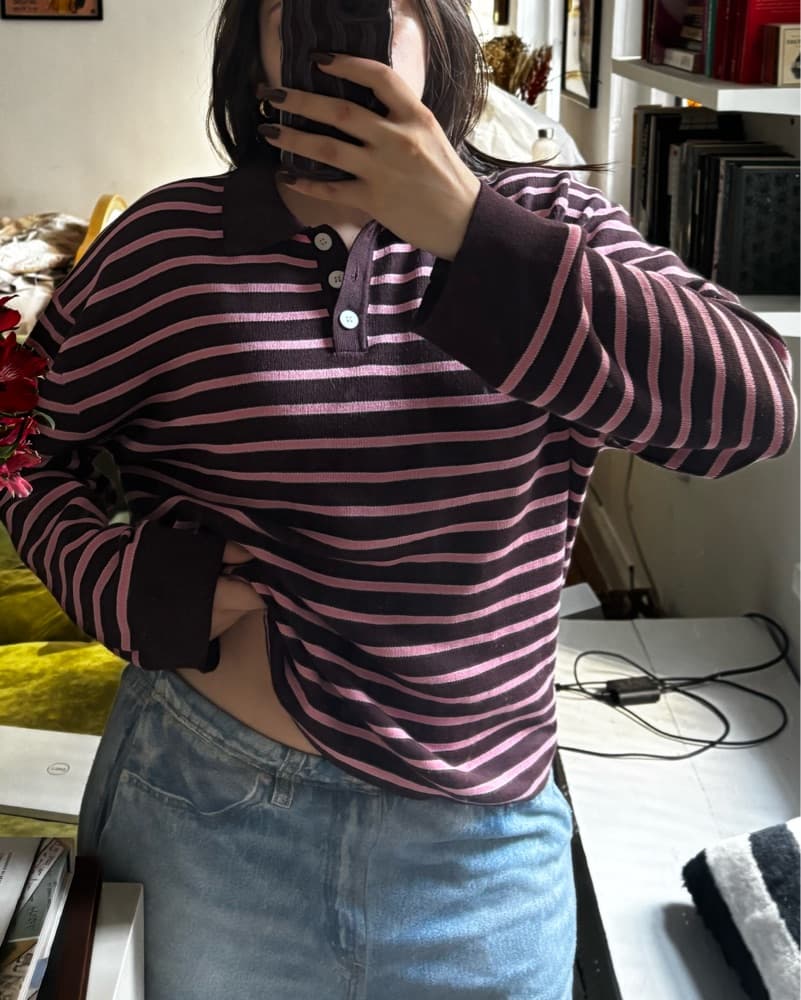 Cotton Rugby Striped Polo Longsleeve - Image 2
