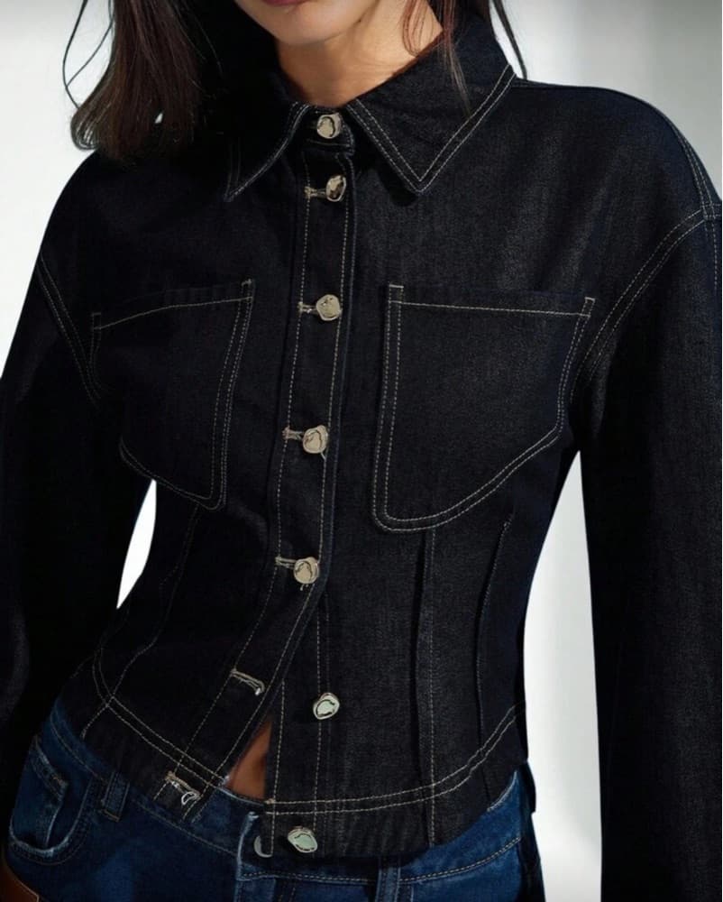 Edgy Denim Jacket and Skirt Set - Image 2