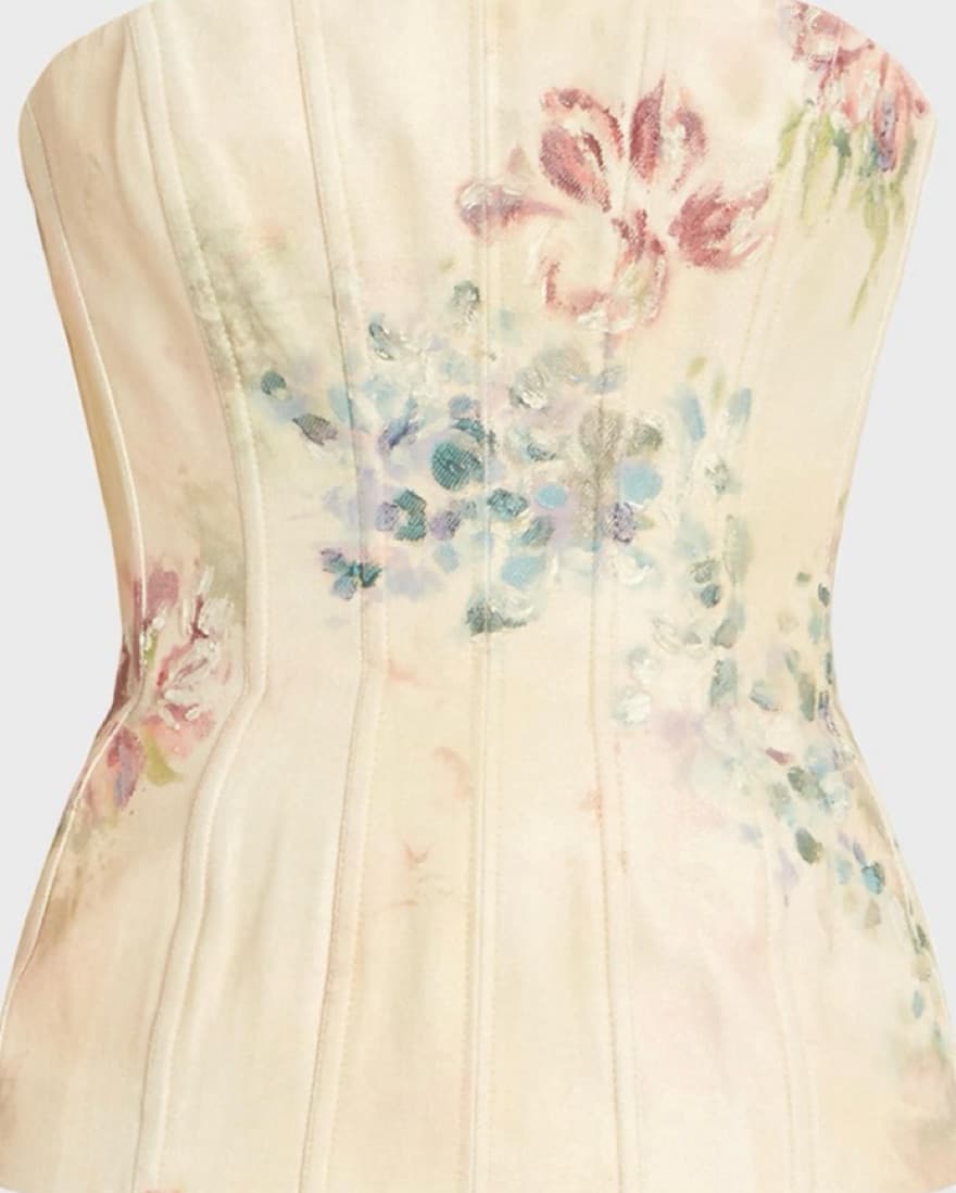  Floral Denim Bustier Top - Image 4