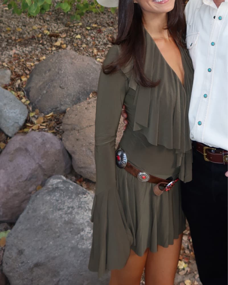 Norma Kamali Deep V Ruffle Mini - Image 2