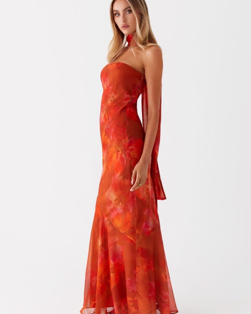 Vibrant Floral Strapless Gown - Image 2