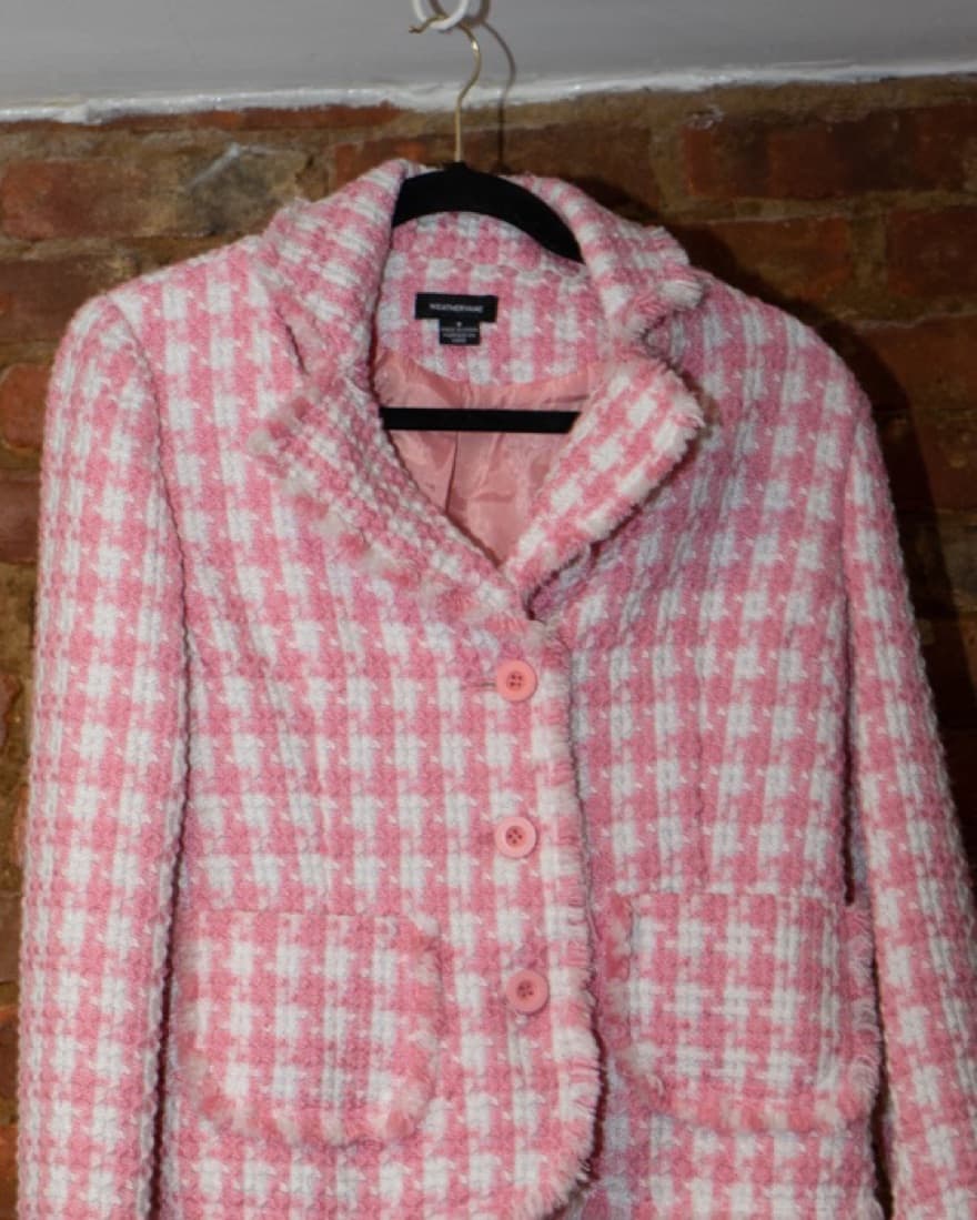 Vintage Y2K Baby Pink Tweed Blazer   - Image 2
