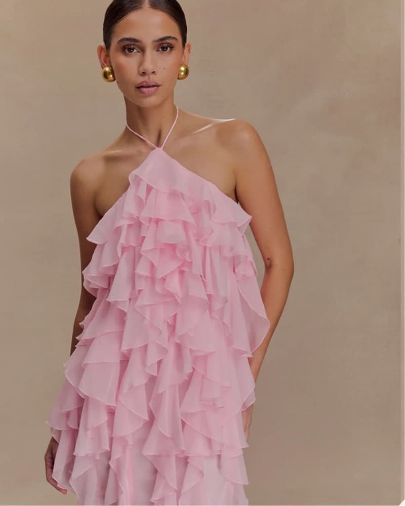 Ruffled Halter Neck Mini Dress - Image 1