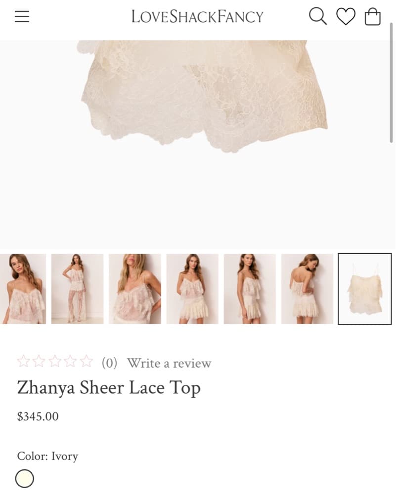 Zhanya Sheer Lace Top Love Shack Fancy - Image 5