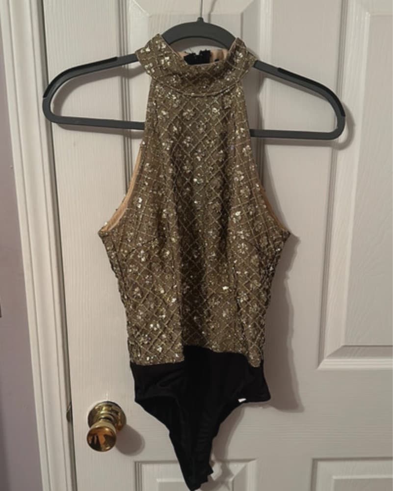 Gold Sequin Bodysuit - Image 2