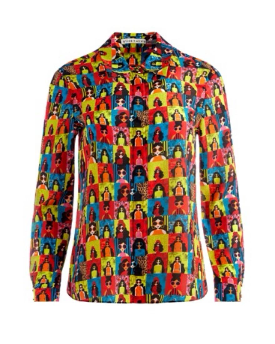 Alice and Olivia Silk People Print Top - Image 2