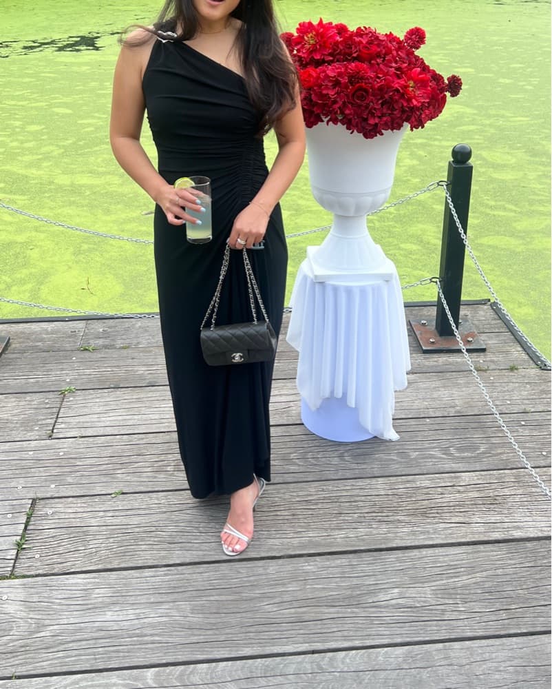 ALC One-Shoulder Black Ruched Gown - Image 1
