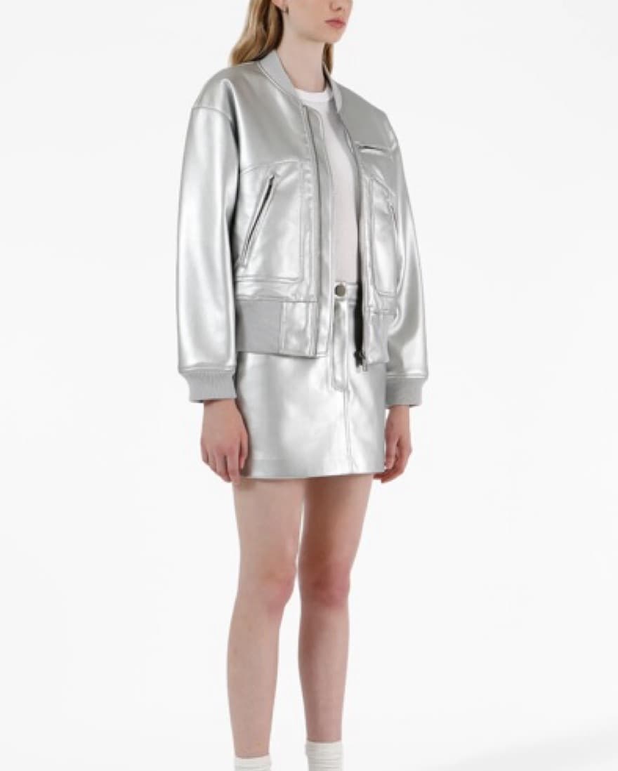 Apparis Metallic Silver Bomber Jacket - Image 4