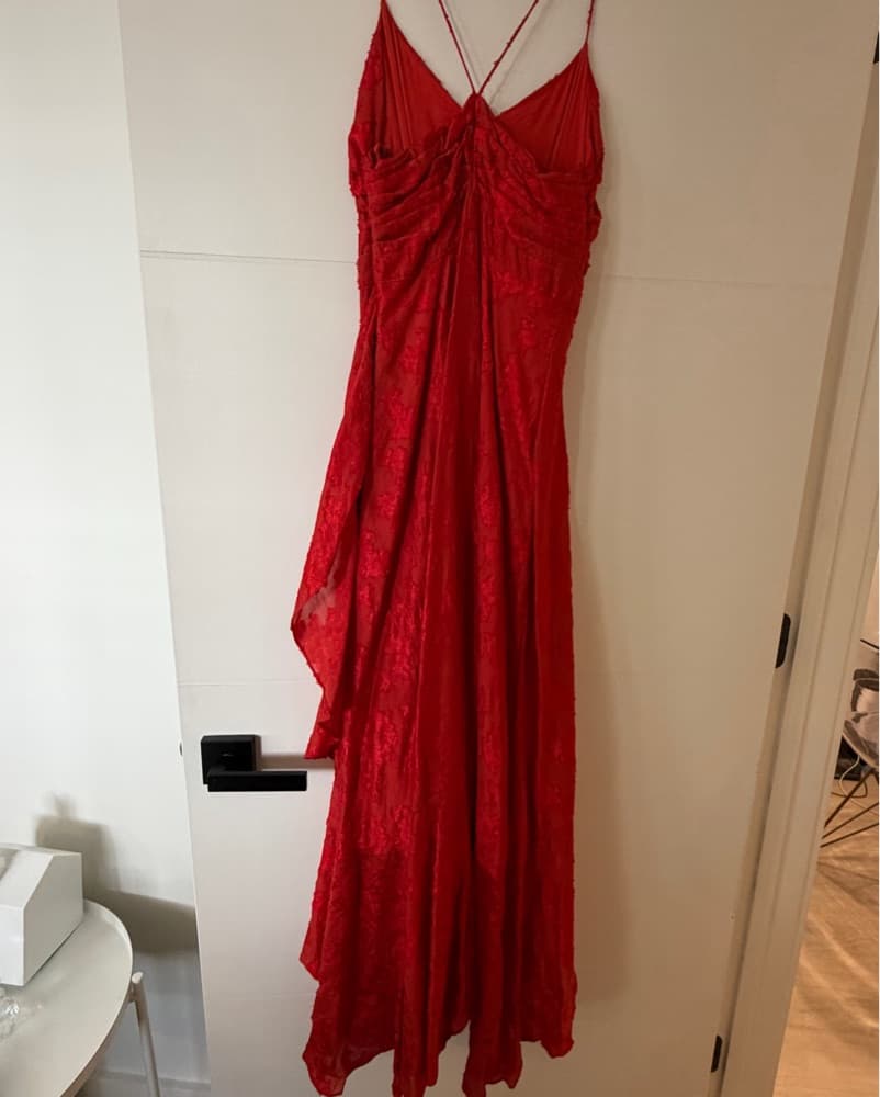 Crimson Lace Maxi Dress - Image 3