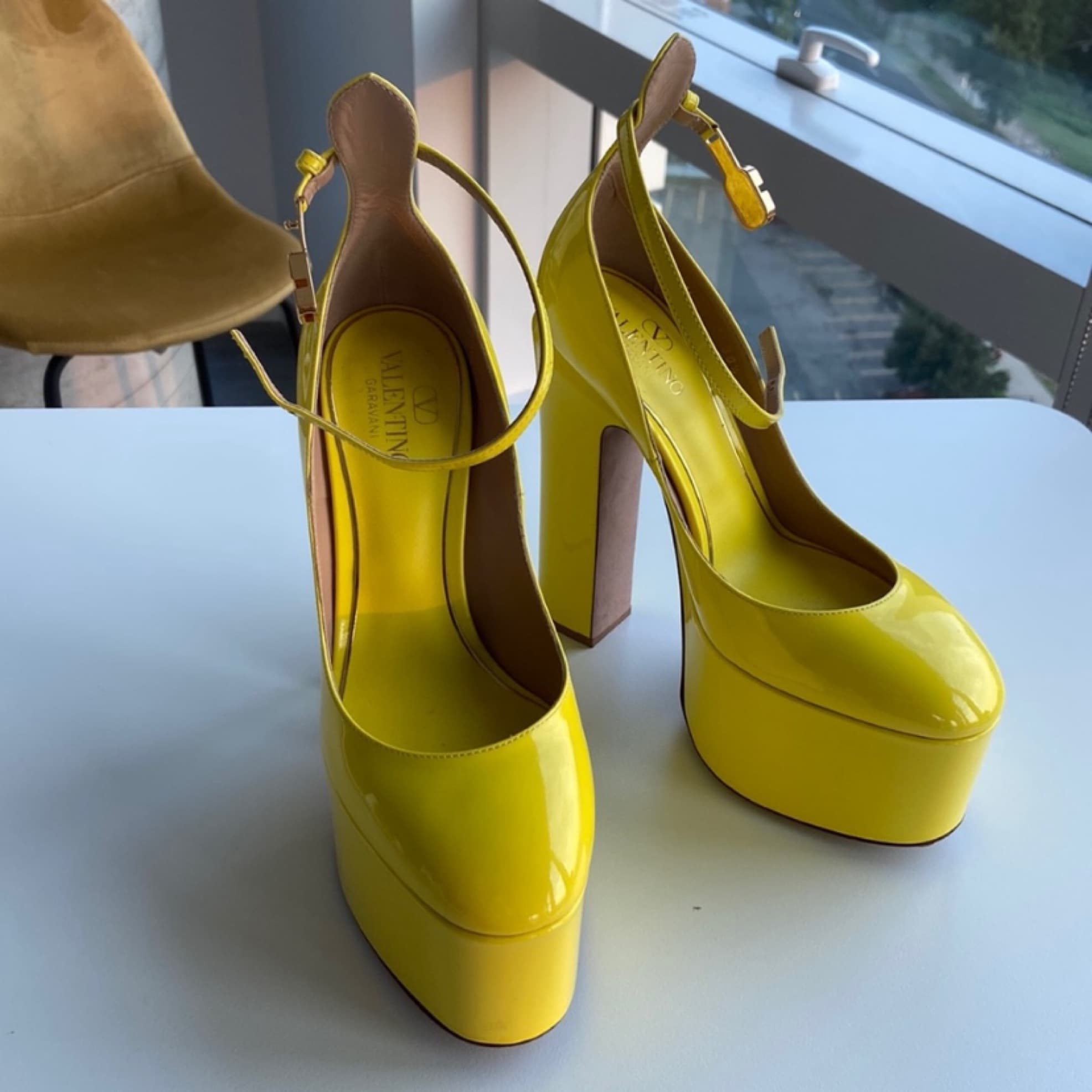 Valentino Tan-go Platform Heels Yellow - Image 1