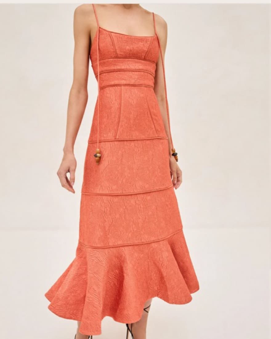 Alexis Vereda Tiered Midi Dress - Orange - Image 1