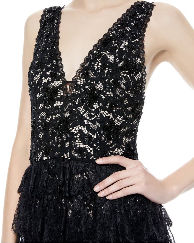 Alice + Olivia Devora Tiered Lace Gown - Image 4