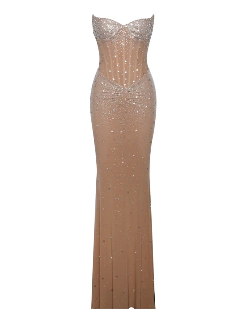 Miss Circle Fatima Nude Crystal Gown - Image 6