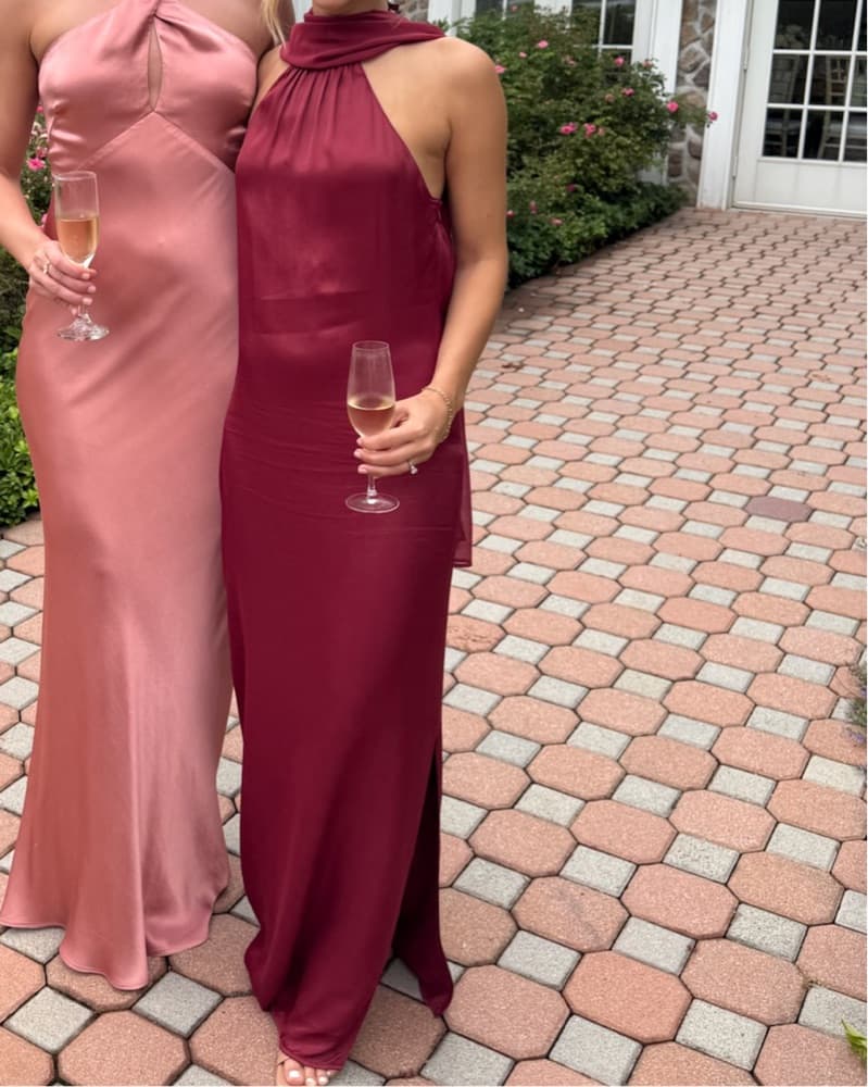 Mango Elegant Satin Halter Gown - Image 1