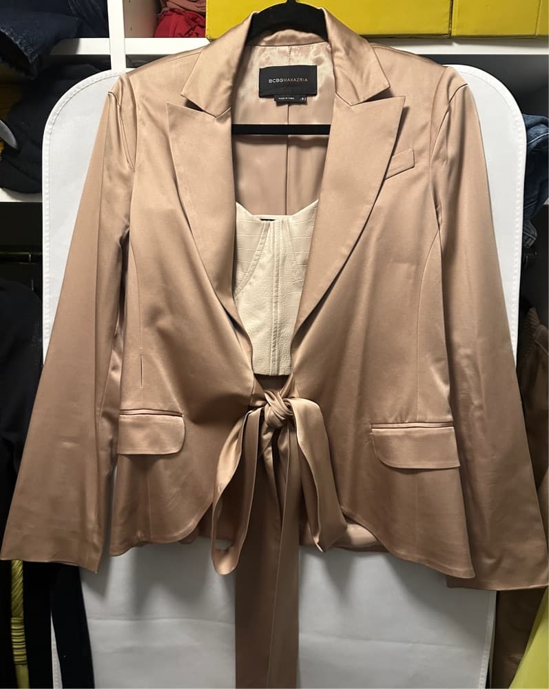 Vintage BCBG Gold Satin Suit - Image 1