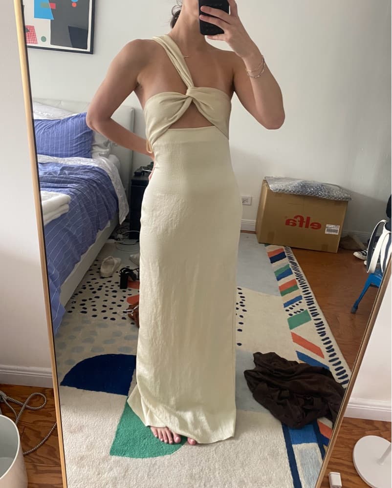 Nanushka Cream One-Shoulder Maxi Dress - Image 4