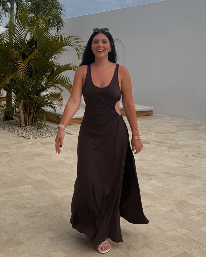 Elegant Brown Maxi Dress - Image 1