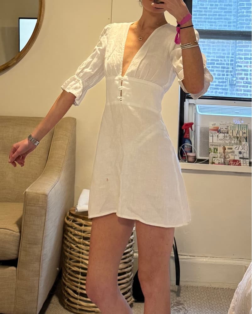 White Linen Reformation Dress - Image 3